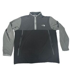 North Face Sweater Mens Extra Large XL Black Gray Pullover Quarter Zip Fleece